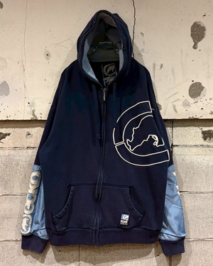 【Caka otto】“ECKO UNLTD” Switching Design Loose Zip Up Hoodie