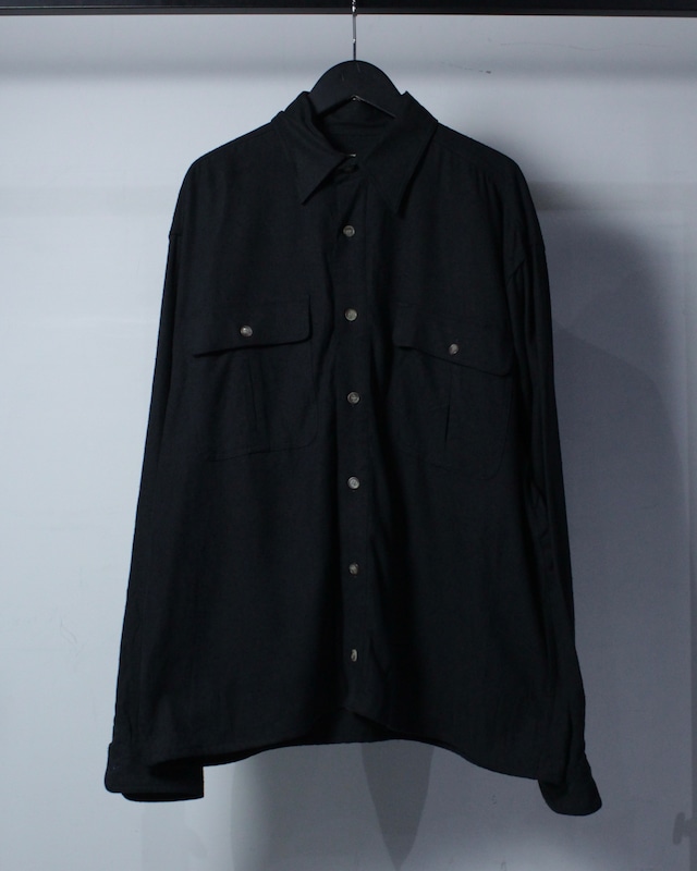 【Caka BLACK】Pocket Gimmick Vintage L/S Raw Silk Shirt