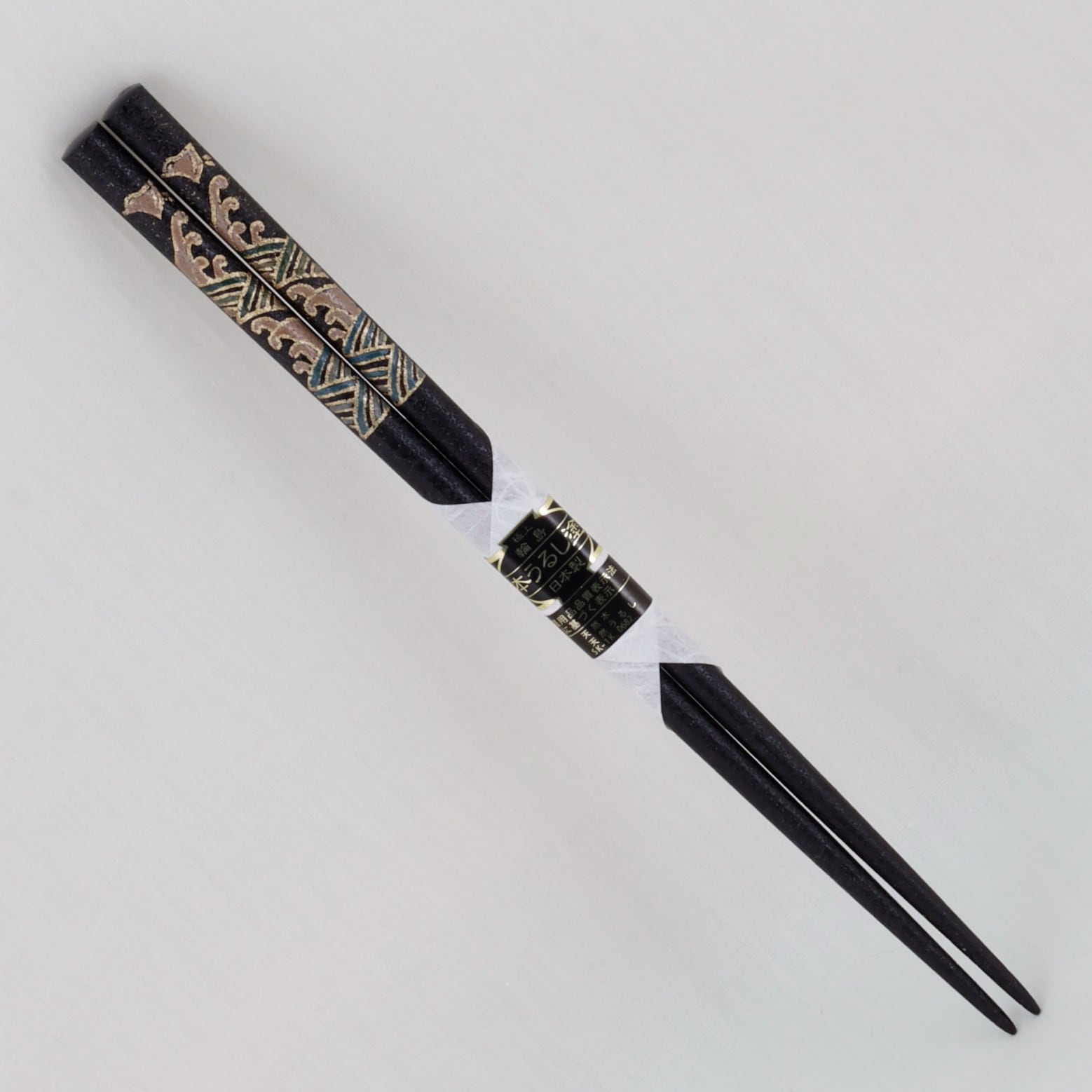 74 輪島うるし箸 黒塗乾漆／波千鳥蒔絵 | 輪島塗 加藤漆器店