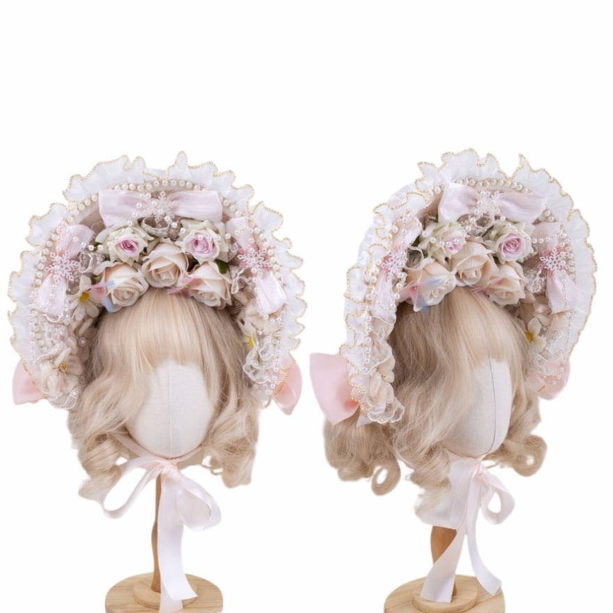 クラロリ ボンネット｜花とレースがやさしく揺れる ヘアドレス