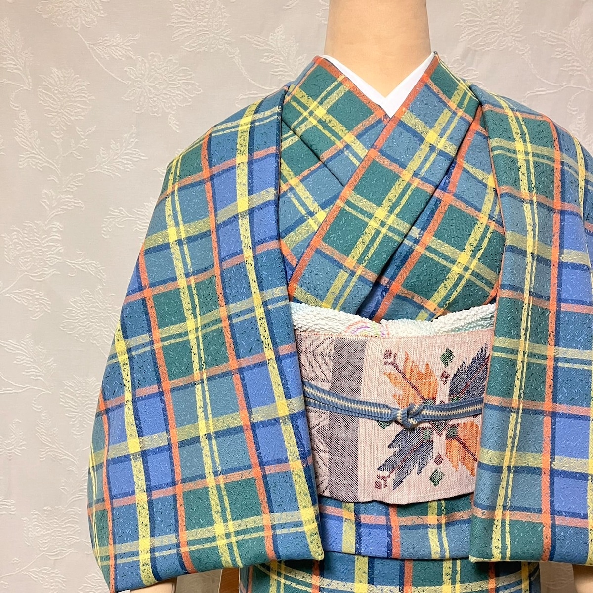 単衣着物】グリーンチェック | sanshoan