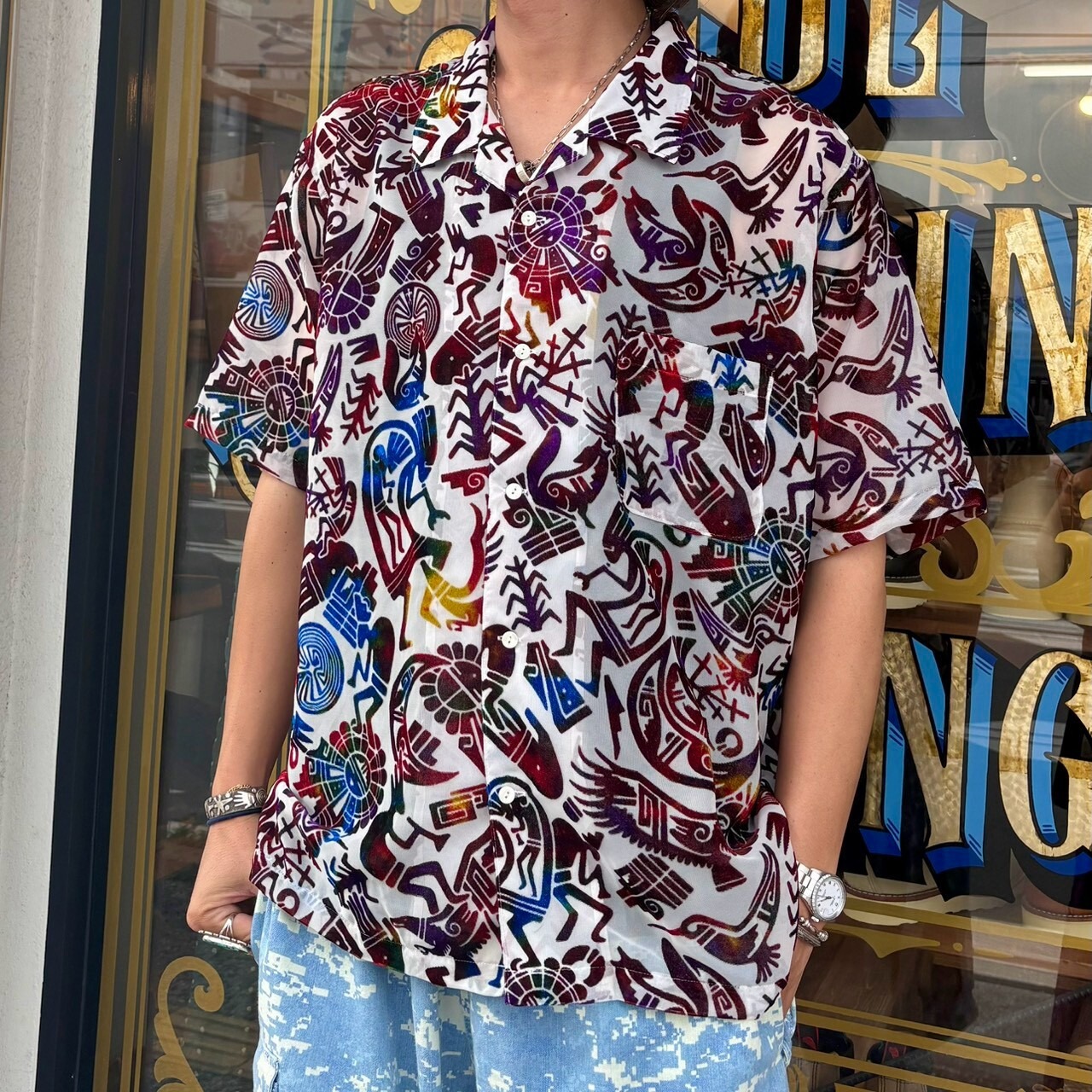 ツイタチ【TUITACI】VELVET KOKOPELLI SHIRTS(White) - 5