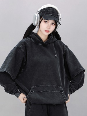 JIYEIND  ウォッシュフェイクツーピースパーカー