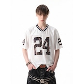 VINTAGE ストリート カモフラージュ24Vネック スポーツTシャツ T2173