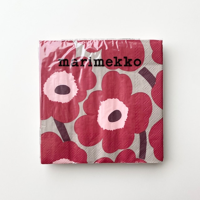 2022秋冬【marimekko】ランチサイズ ペーパーナプキン UNIKKO レッドxリネン 20枚入り