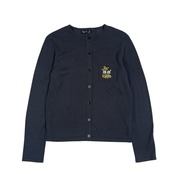 シルク リネン混 agnes b. アニエスベー 花柄 刺繍 胸ポケット ニット カーディガン イ/ダークグレー系 レディース