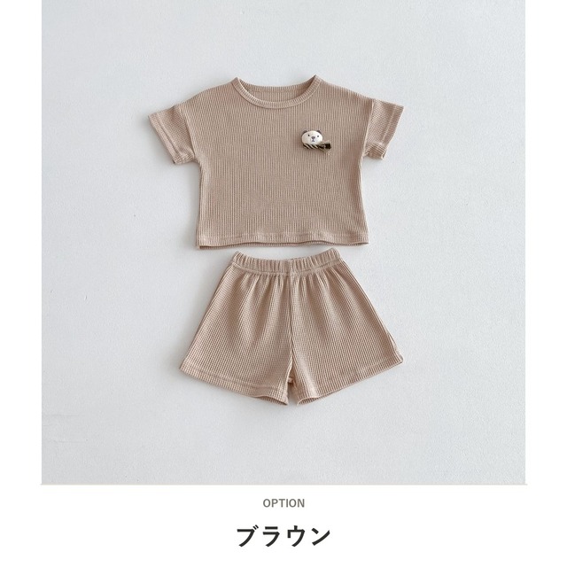 【セット】マフラーくまワッフル半袖セットアップ - 2