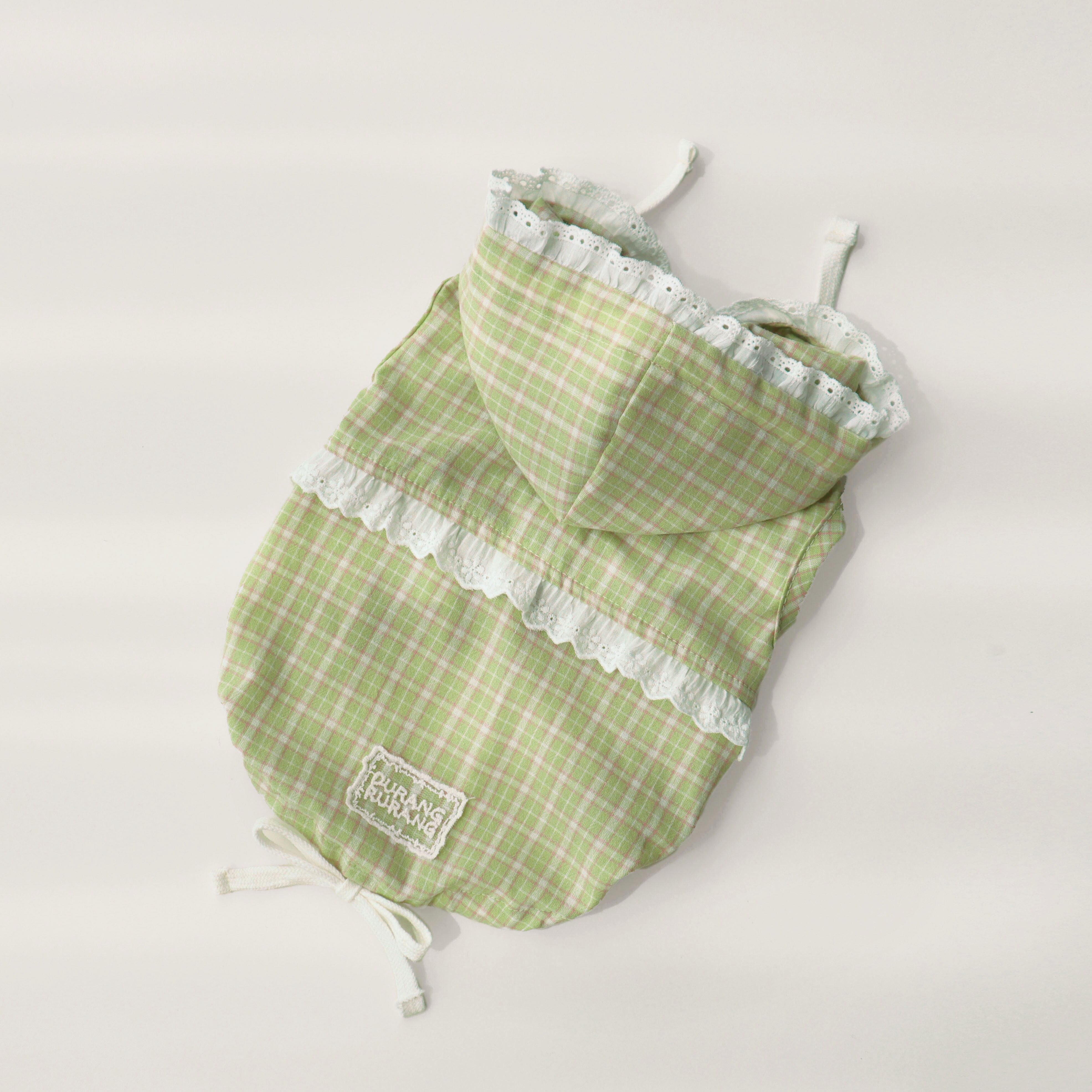 予約【DURANG RURANG】AIRY COTTON HOODED SHIRT (lime Green)