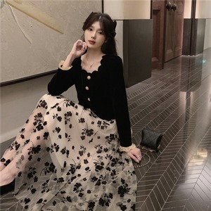 【韓国通販 dgo】half length floral mesh skirt （A0960）