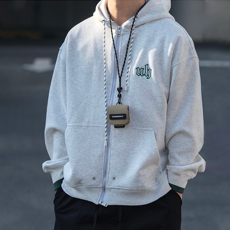 ロゴ刺繍バイカラースウェットパーカー 00010