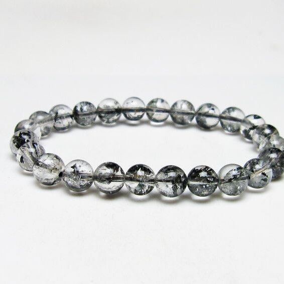 ブラックエレスチャルクォーツ ブレスレット 8mm 一点物 メール便可 111-53836