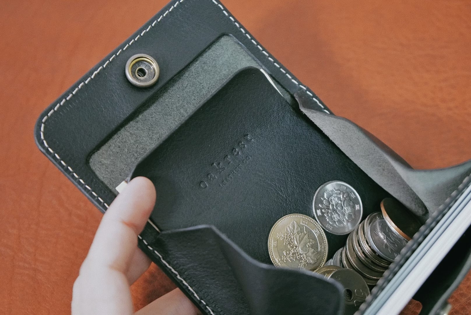 オリーブグリーン レザー 三つ折り財布 オリーブグリーン 三つ折り財布 レザー