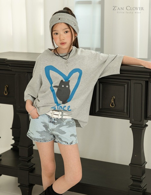 Zan Clover［取寄］cat heart tee 26summer 고양이 하트 t