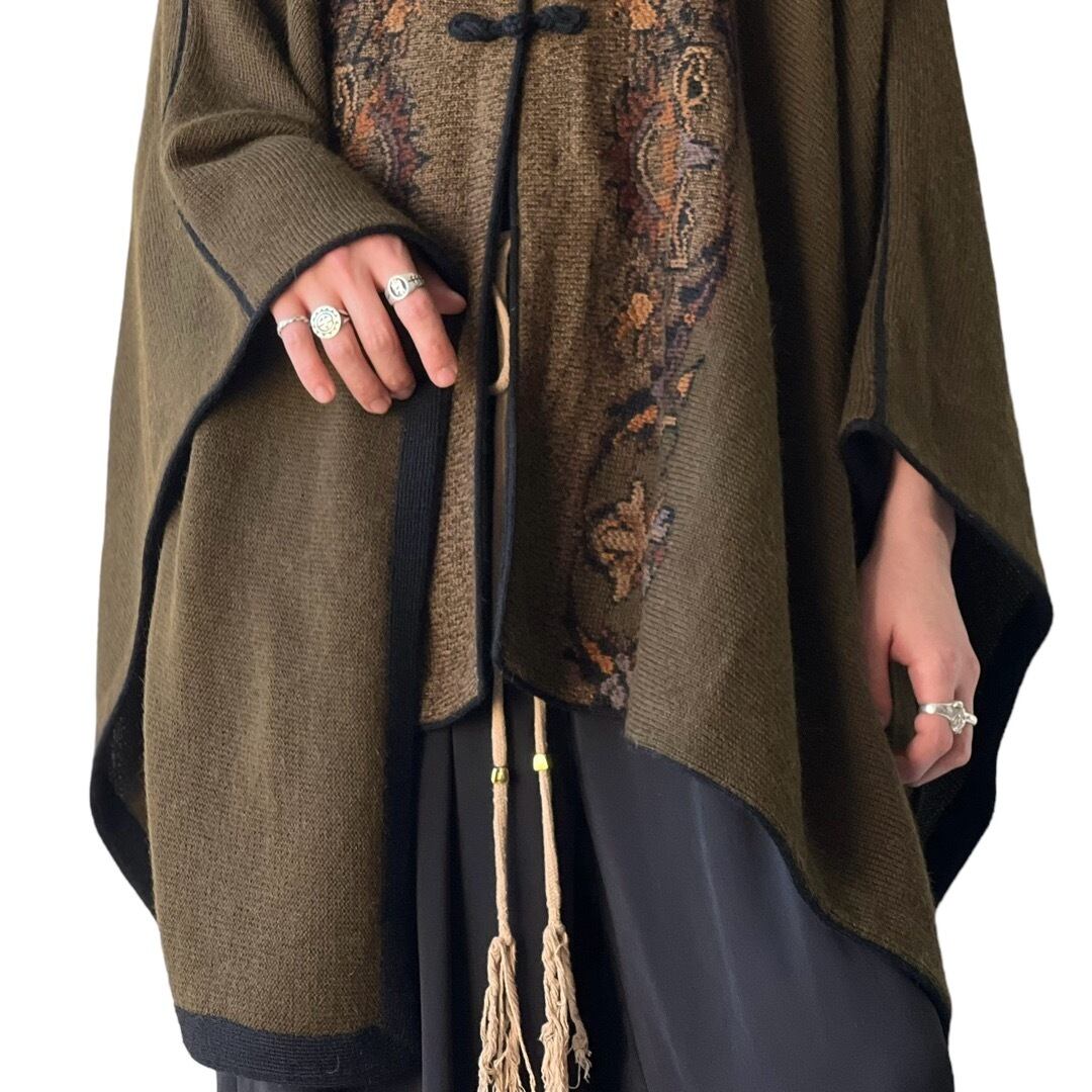 MILLMA BOLIVIA】 China design alpaca knit poncho | ELCASION/ELCA MILLMA BOLIVIA】 China design alpaca knit poncho | ELCASION/ELCA