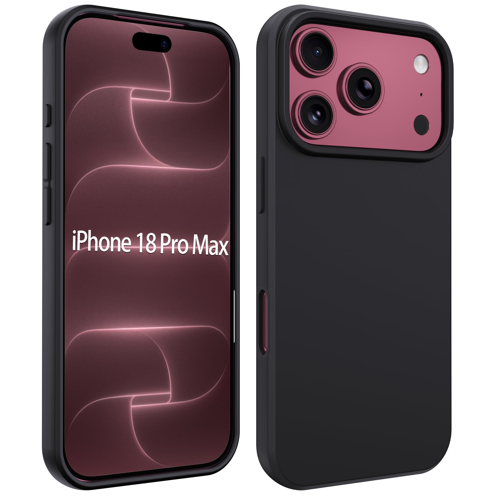 DIFAYA 対応 iPhone18 Pro Max ケース マットブラック 米軍MIL規格 ワイヤレス充電対応 柔軟性 TPU素材 薄型 軽量 レンズ保護 iPhone18 Pro Max 黒い 6.9インチ スマホケース 対応