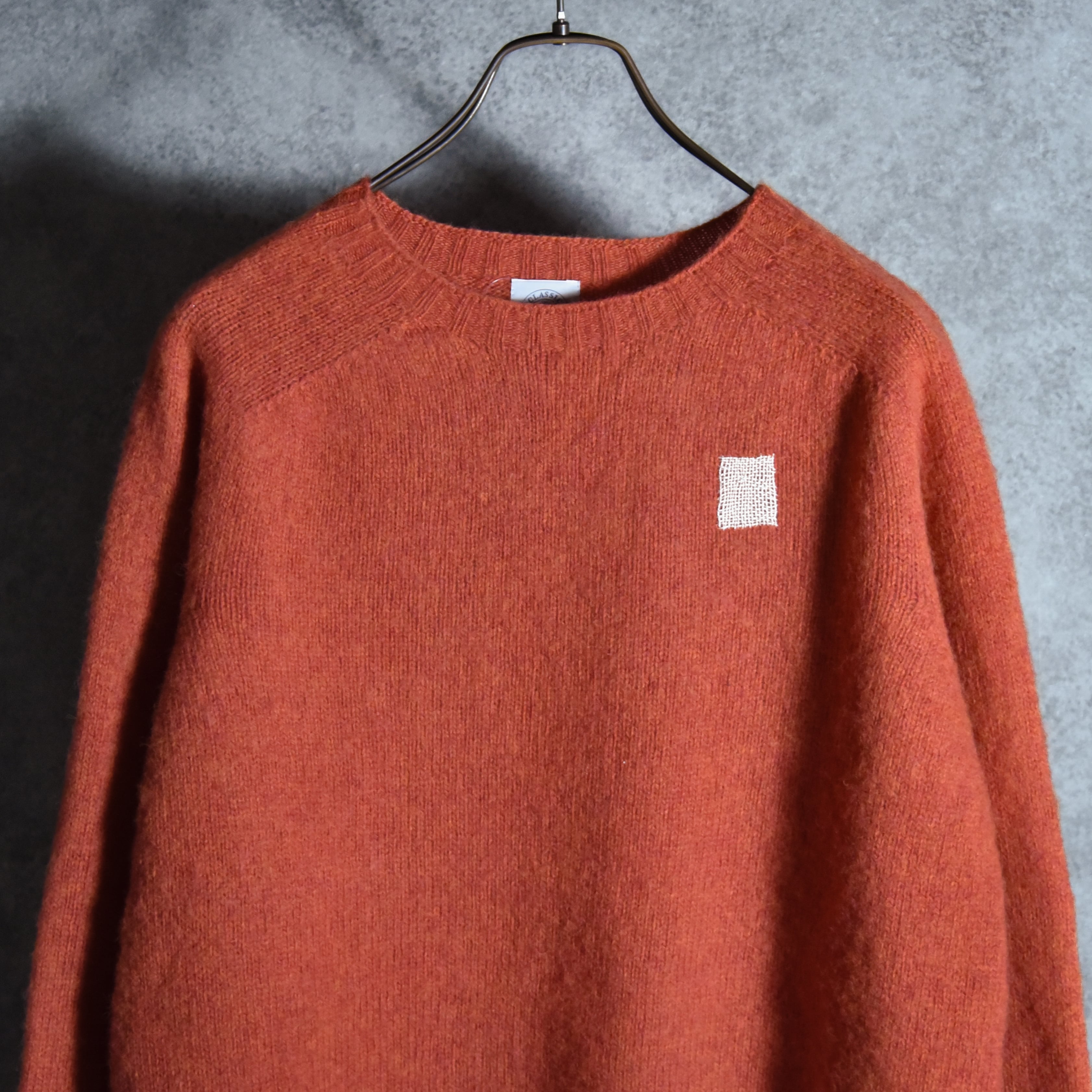 BRICK Shaggy Dog Shetland Wool Knit Sweater Crew Neck FLAME