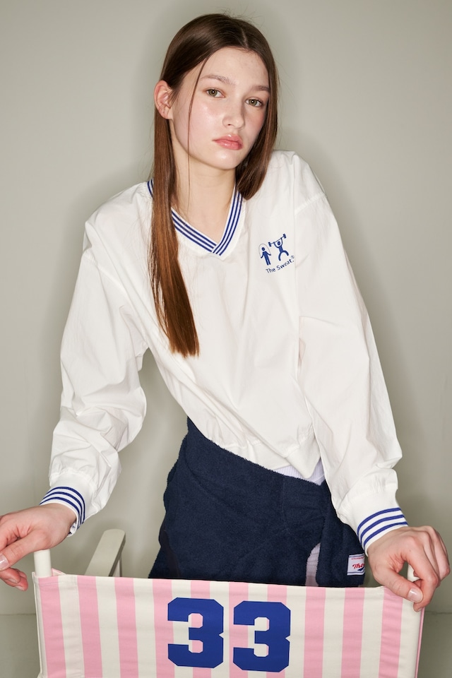 [The Sweat.] WORKOUT V-neck Nylon Sweatshirt (OFF-WHITE) 正規品 韓国ブランド 韓国通販 韓国代行 韓国ファッション  日本 店舗