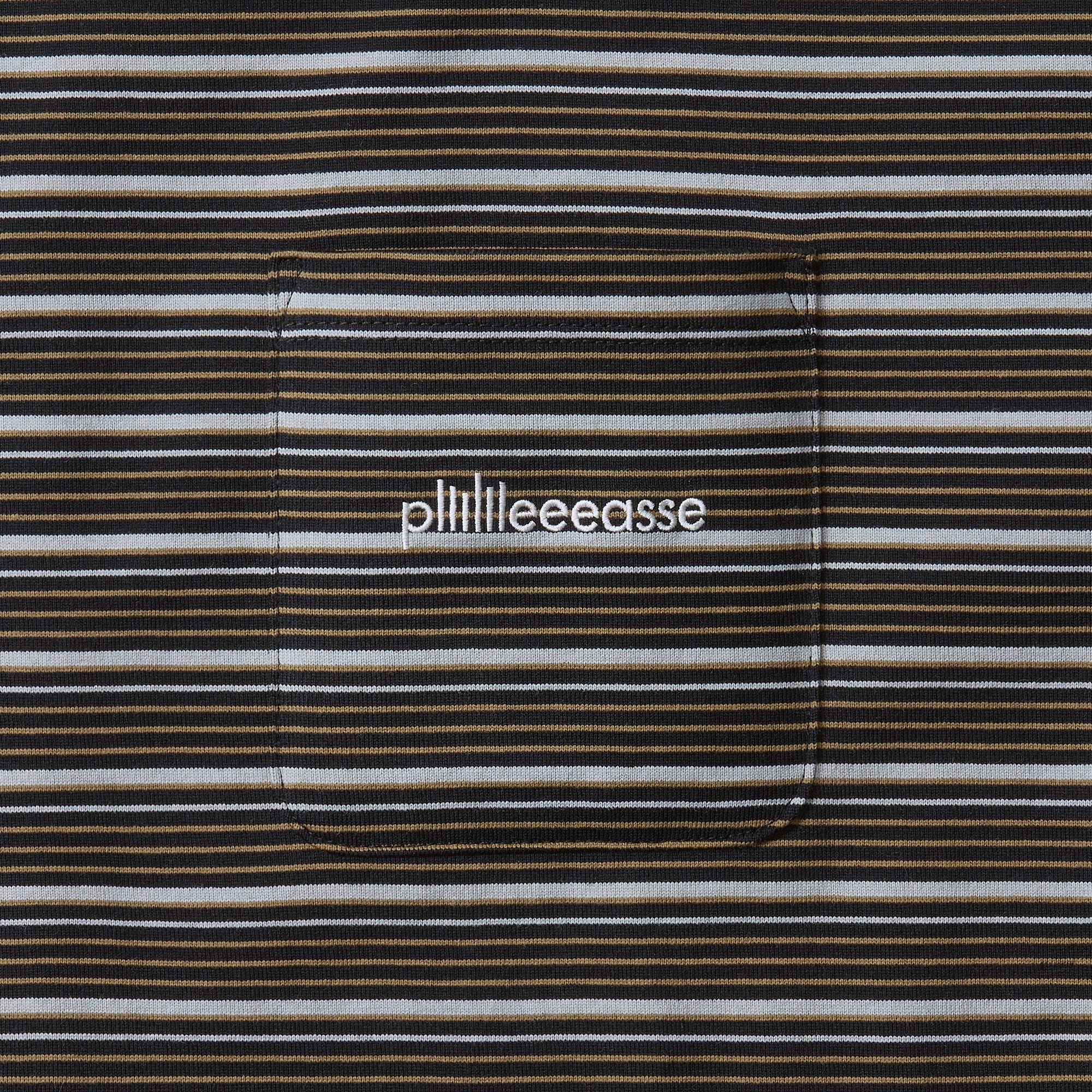 plllllleeeasse binding multi stripe short sleeve pocket tee (BLACK
