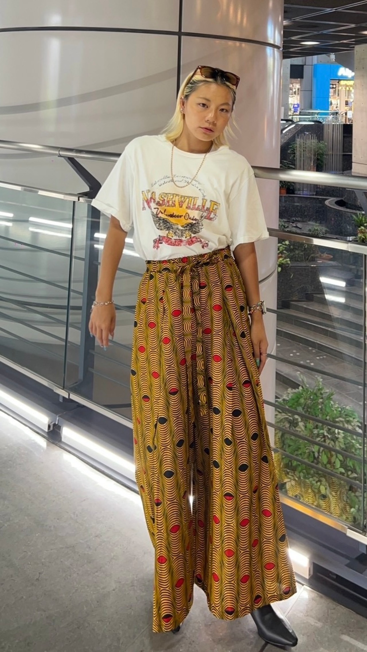 AKOO アフリカン柄ワイドパンツ