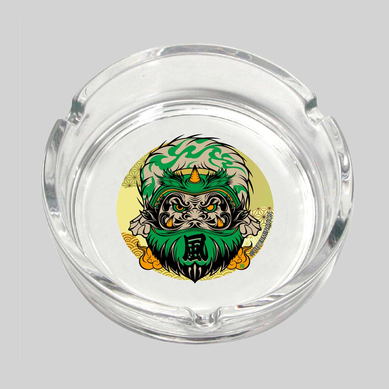 達磨デザインプリント ガラス灰皿 風神/雷神【TIKTOK】