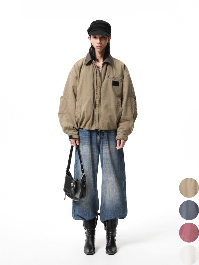 BOOGOOVOGUE Vintage Faux Fur Denim Bomber