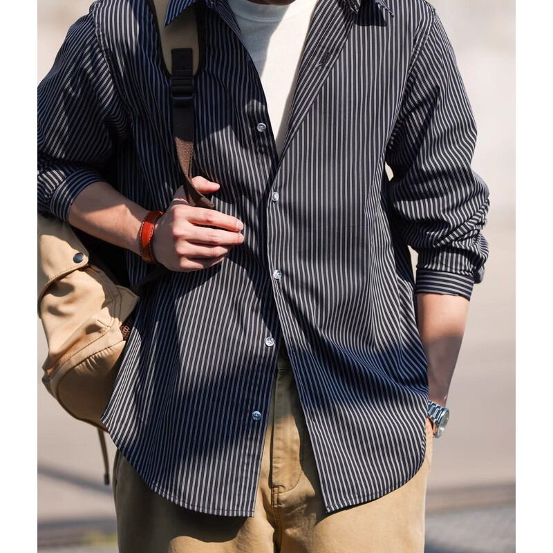Long Sleeve Stripe Pattern Shirt ◇3color H1084