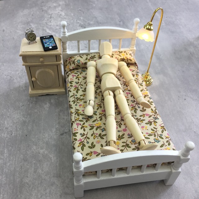 020-30149　ミニチュア家具　＊1/12サイズ＊　cabinet&shelf　ベッドサイドキャビネット