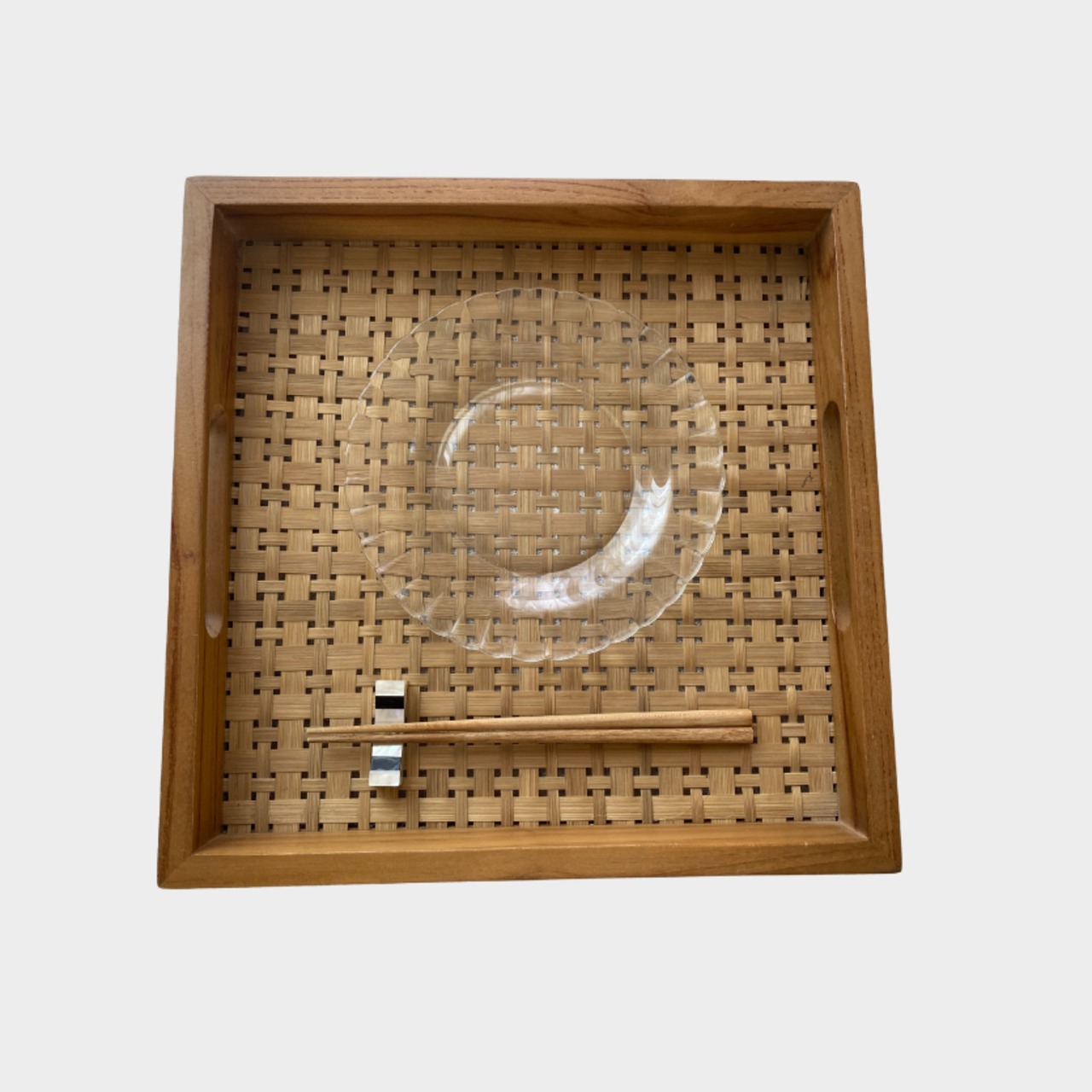 スクエアトレイB(チーク材×竹)