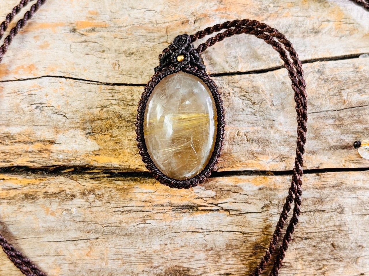 金針ルチルクォーツ マクラメ編み 3.5✖️2