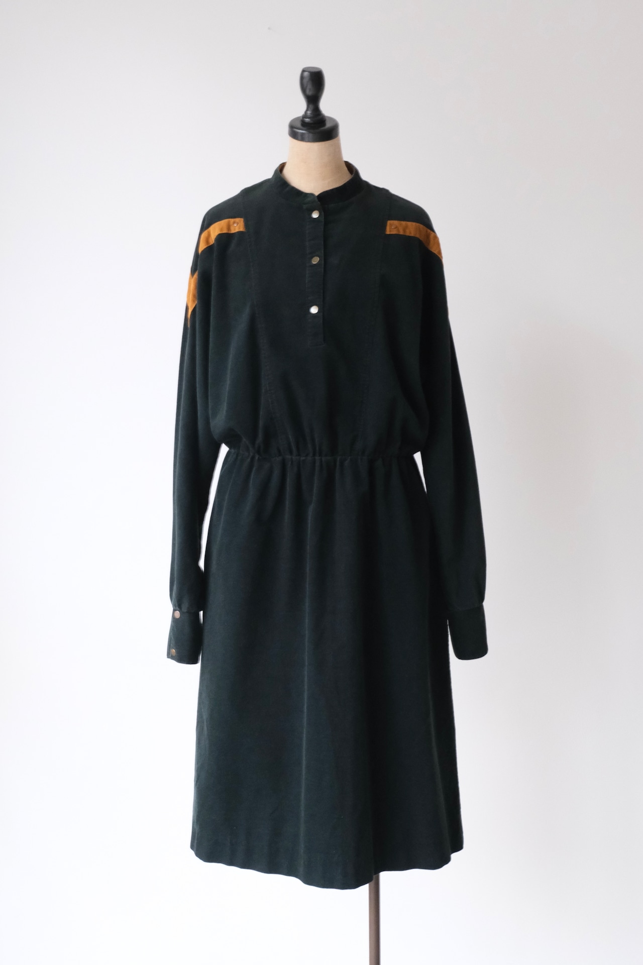 Black corduroy long sleeve shirt dress