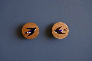 C.1900  Brass and Enamel Swallow 2 Stud Buttons 