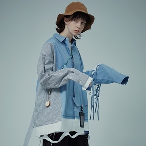 A SQUARE ROOT英国少女の空色切り替えシャツ