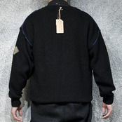 switching leather knit