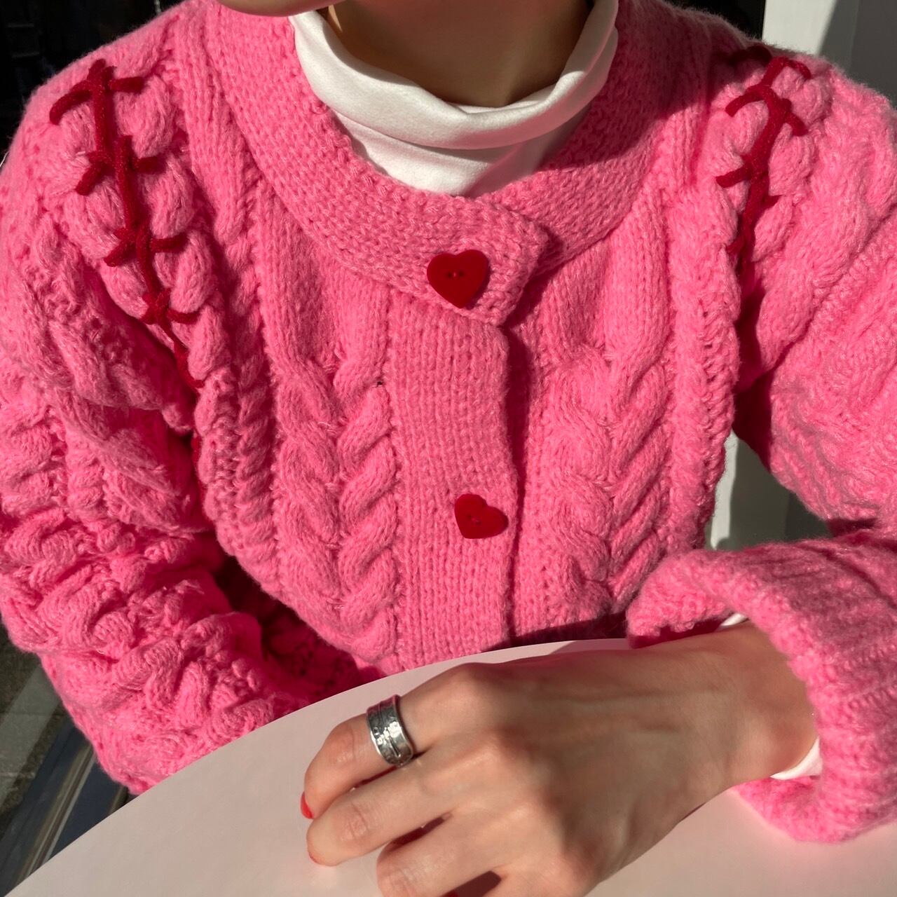 Heart button cardigan_LN0771