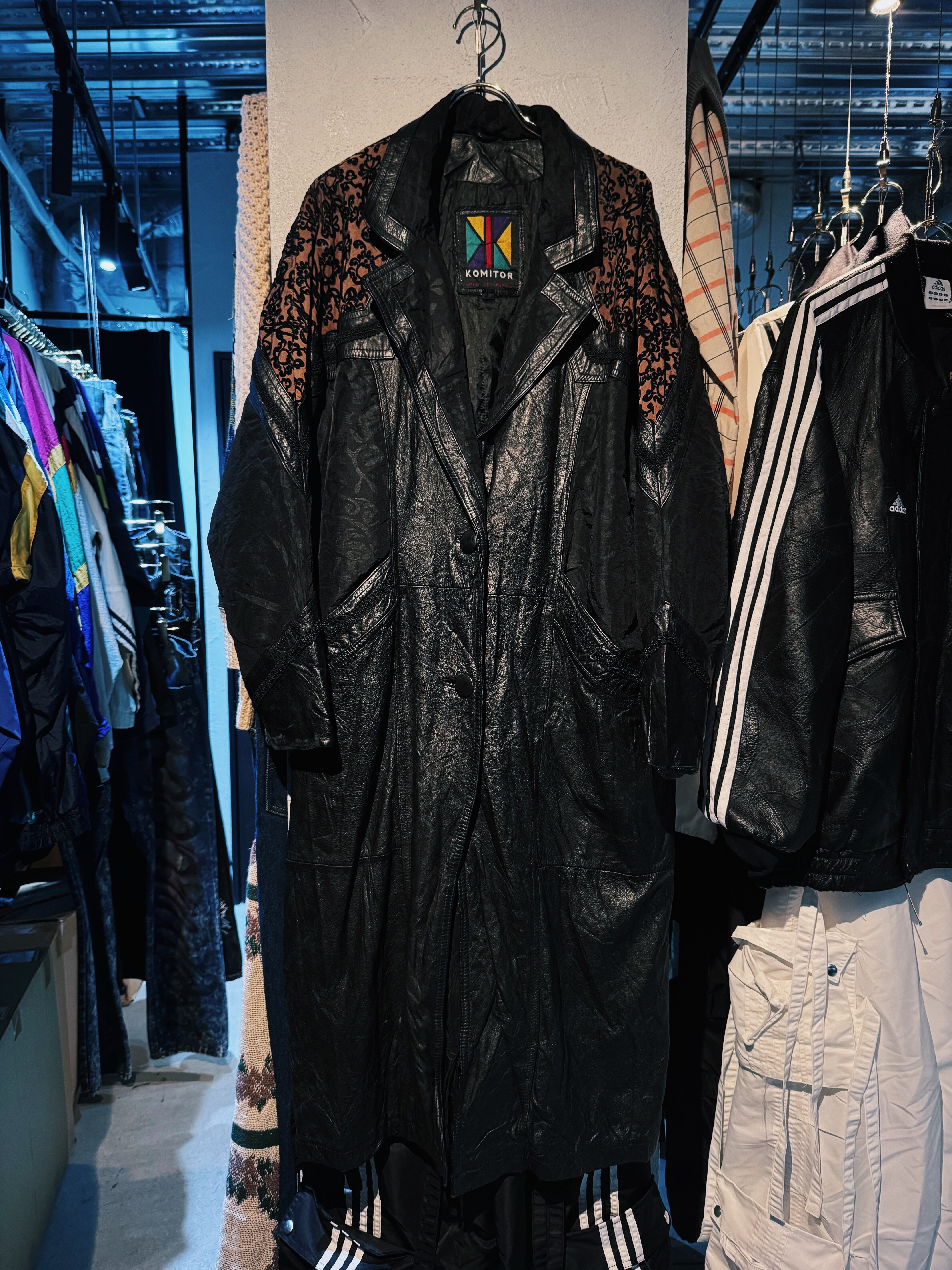【D4C】special”極上”leather×nylon switching design embroidery coat
