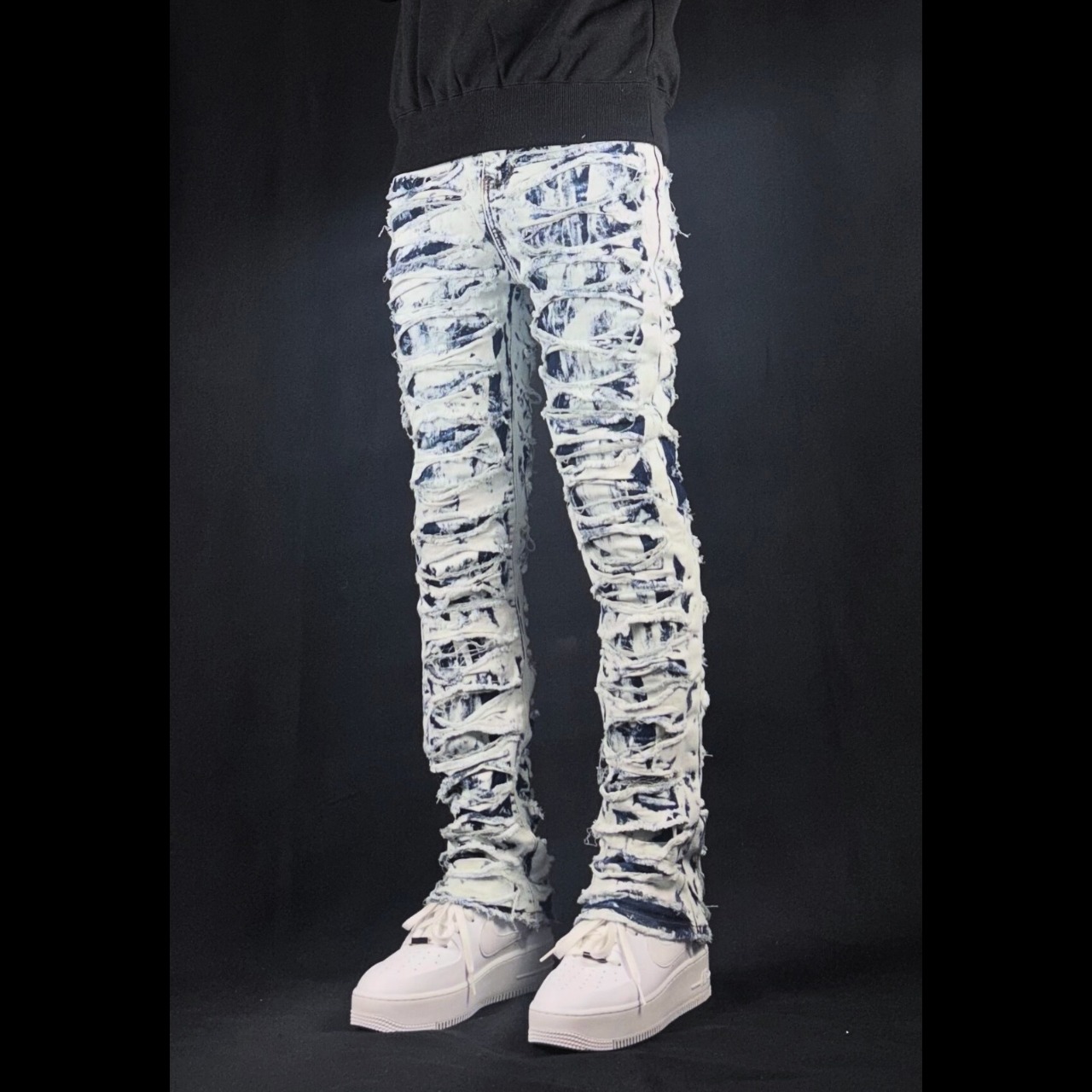 flare multi damage double layer denim【ES058】 - 1