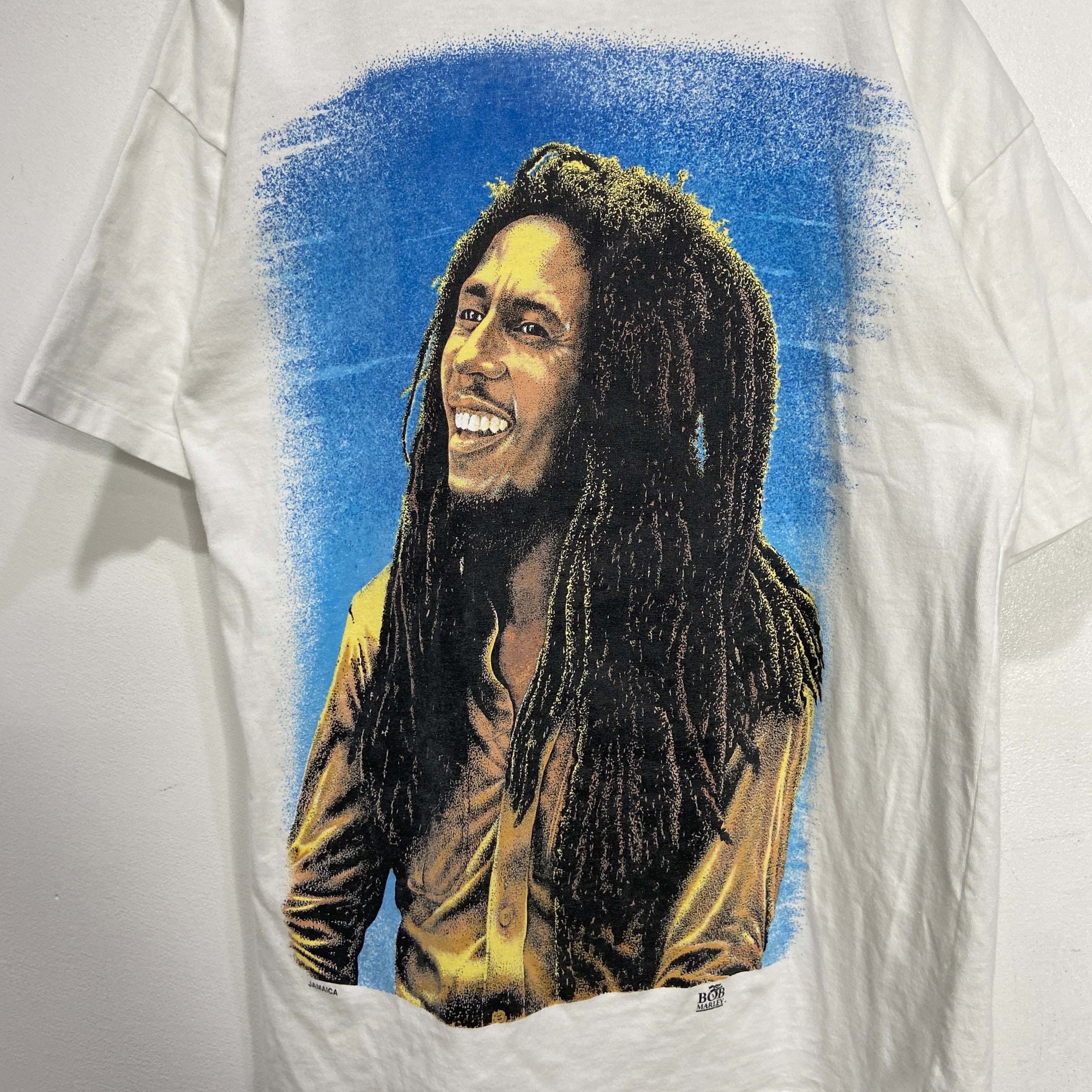 90s ボブマーリー 両面プリントTシャツ 肖像画Tシャツ ホワイト M相当