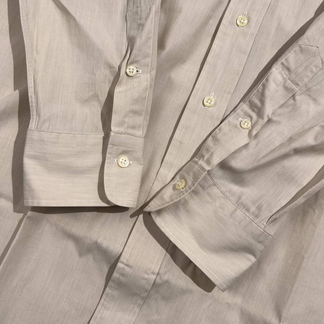 90s 00s Polo by Ralph Lauren ポロ ラルフローレン ANDREW 無地 長袖 ワイシャツ ドレスシャツ 41-84 /ベージュ系 メンズ ビンテージ