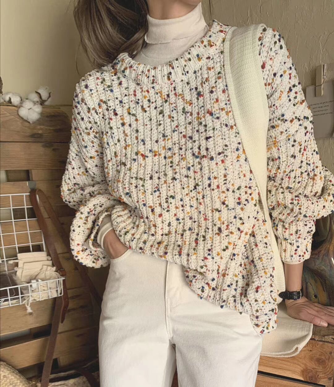 ラウンドネックニットAJ1079−8049