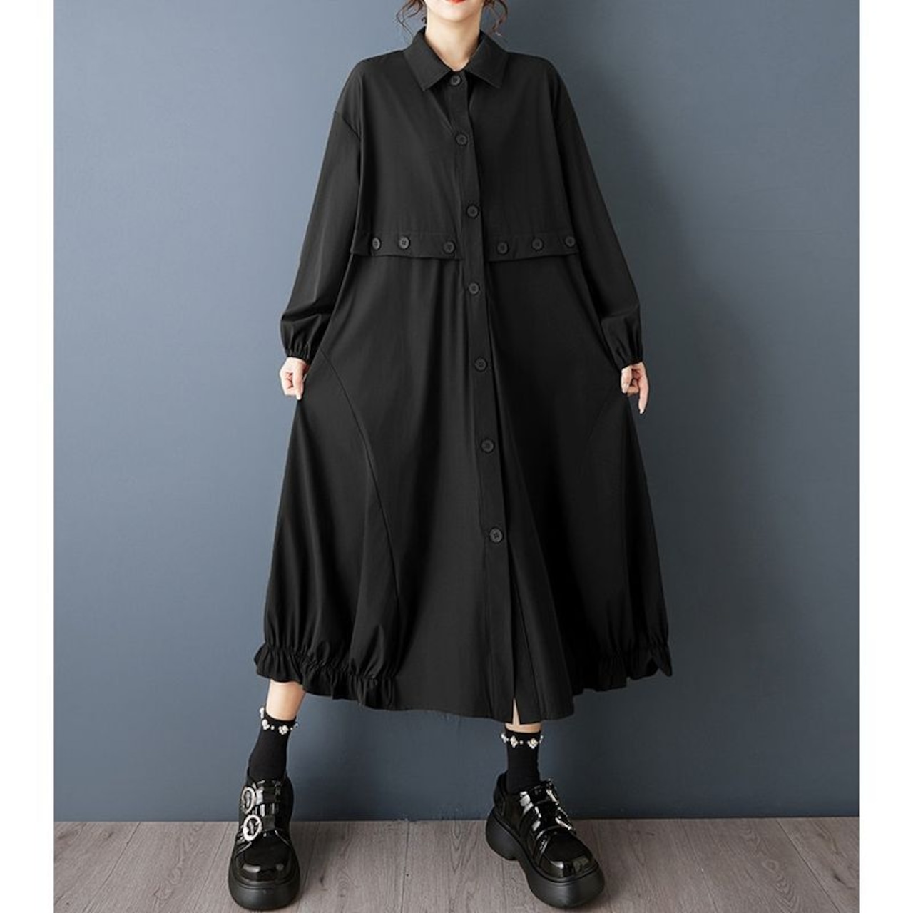 ボタンライン シャツワンピース  00356