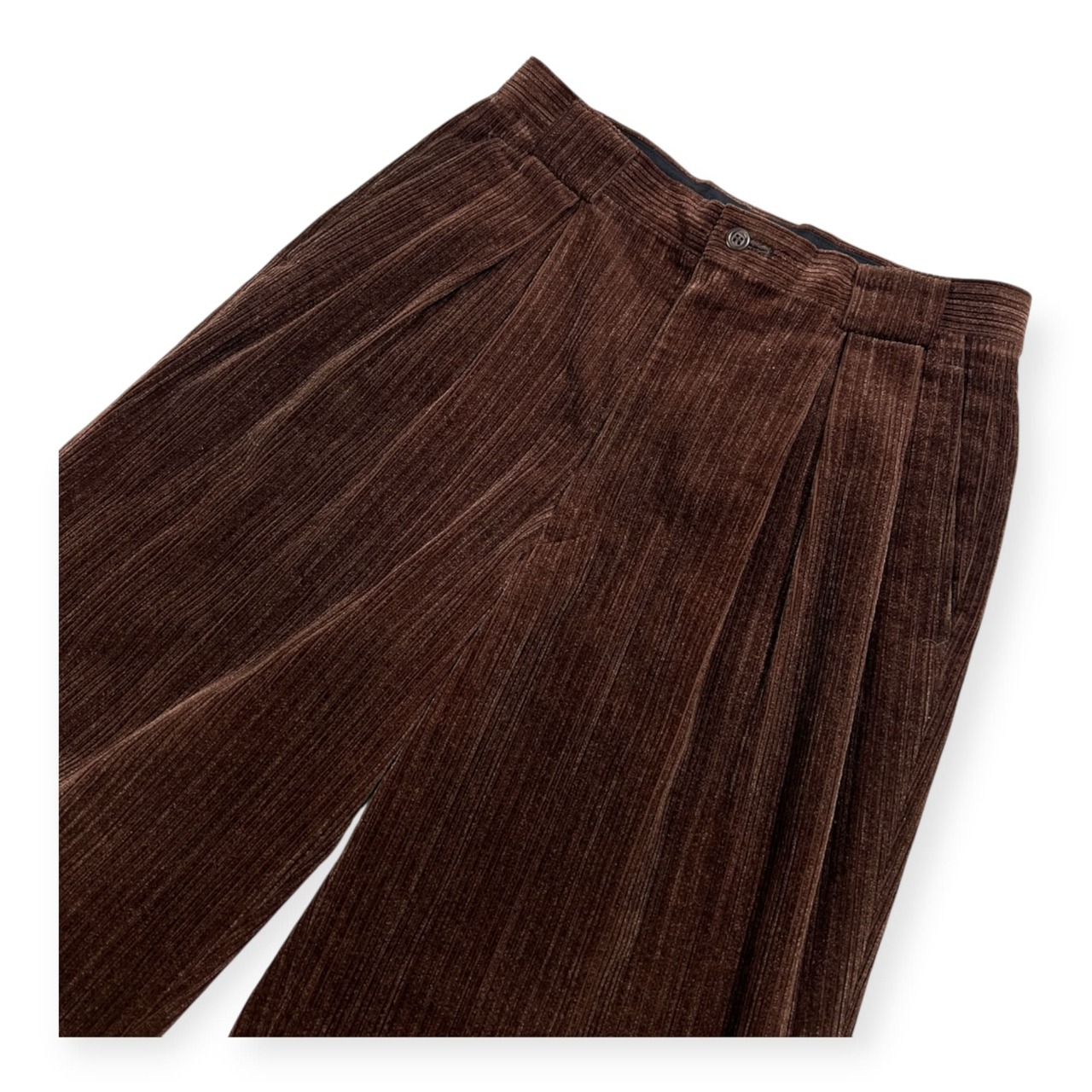 DOLCE ELEGANTE ドルチェ コーデュロイ タック スラックスパンツ サイズ 79 /日本製/ワールド/ブラウン/メンズ