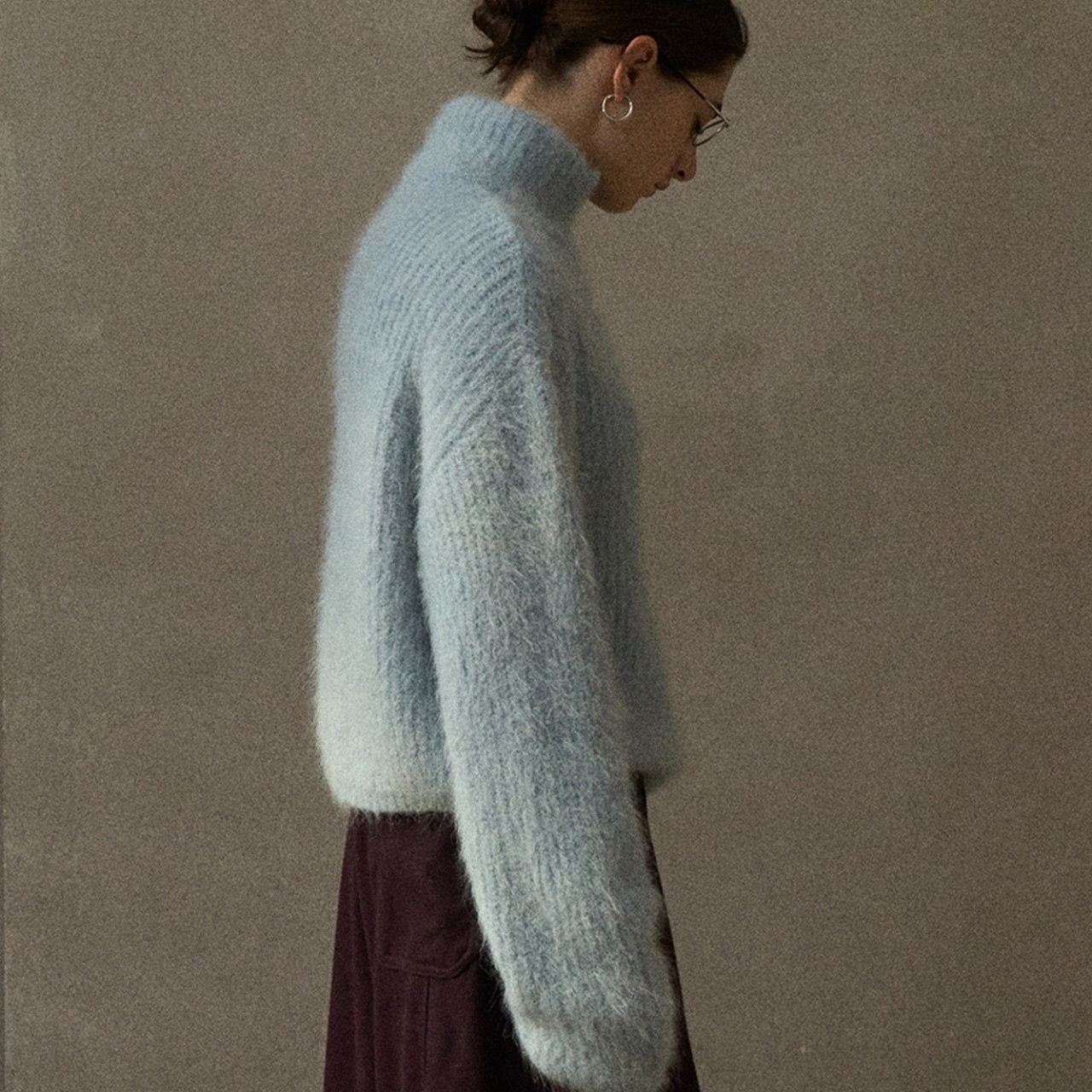 Half Zip Mohair Knit Pullover T3964