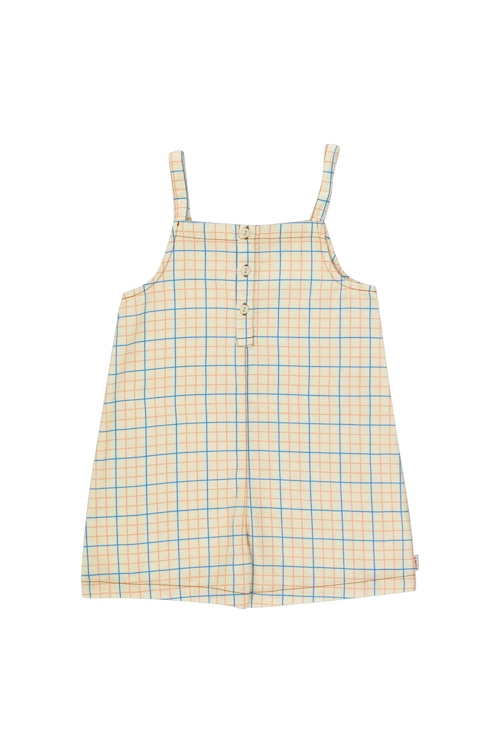 TINY COTTONS - GRID SHORT OVERALL pastel yellow