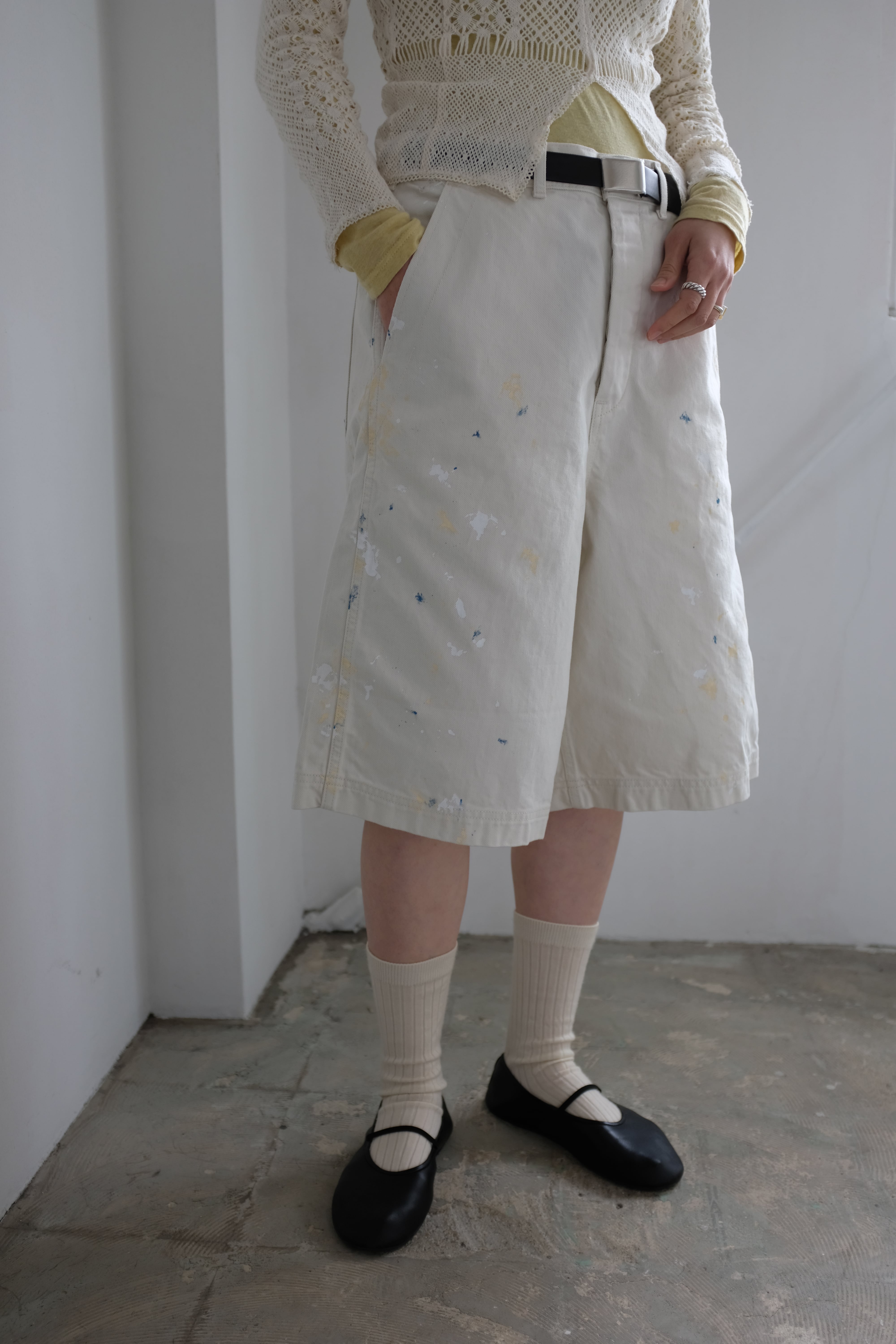 YLÈVE] HAND PAINT DENIM SHORTS / CERAMIC | YES-姫路の美容院と服の
