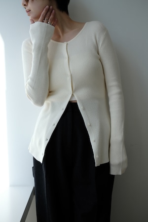 2WAY Rib Crew Neck Cardigan 前後2WAYリブ編みクルーネックカーディガン Ivory