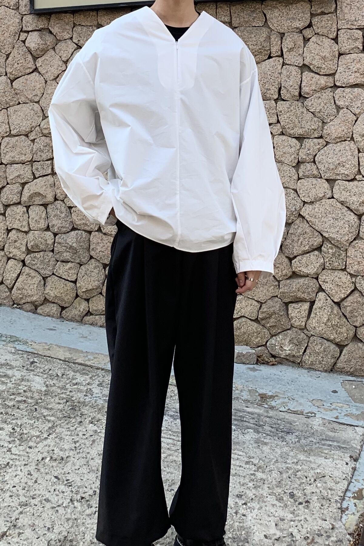 全2色 シャツ トップス ジップアップ 長袖 おしゃれ