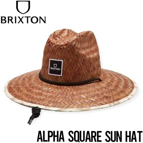 ストローハット 麦わら帽子 BRIXTON ブリクストン ALPHA SQUARE SUN HAT 11323 TOFFEE OFF WHITEL/XL (60-62cm)