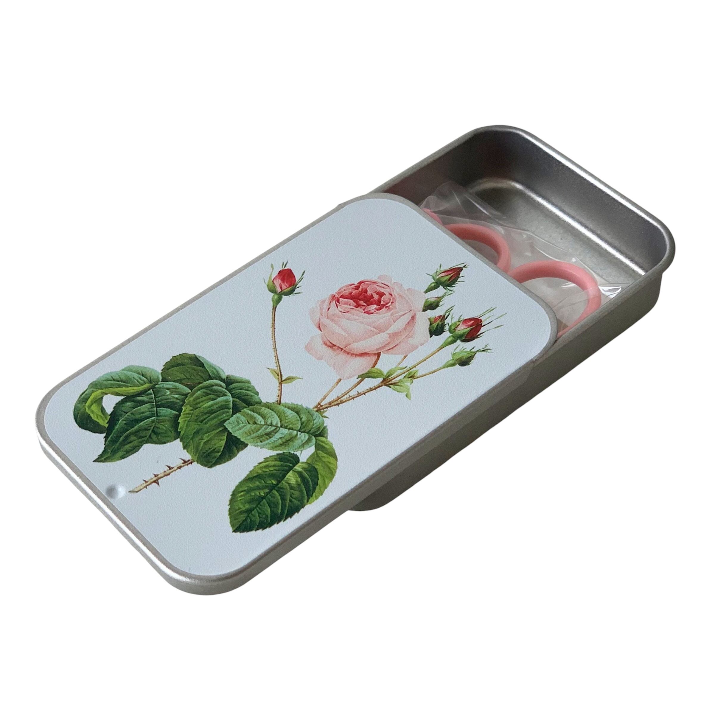 Z-18)【ソーイング缶】 ルドゥーテ コンパクト裁縫箱 薔薇 ローズ 花柄