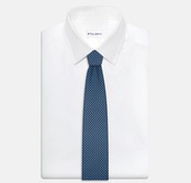 Cravatta 3 pieghe in Seta, Fantasia Geometrica, Blu Grigio - JA056669-2