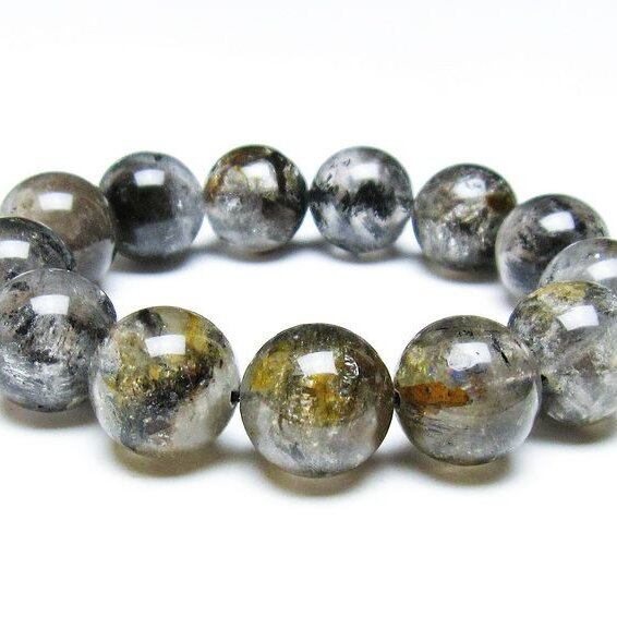 エレスチャルクォーツ ブレスレット 17mm ブラックエレスチャル 一点物 おまかせ便 111-37806